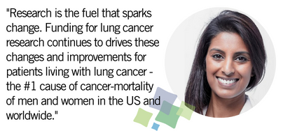 "Research is the fuel that drives change. Funding for lung cancer research is continue to drives these changes and improvements for patients living with lung cancer - the #1 cause of cancer-mortality of men and women in the US and worldwide"